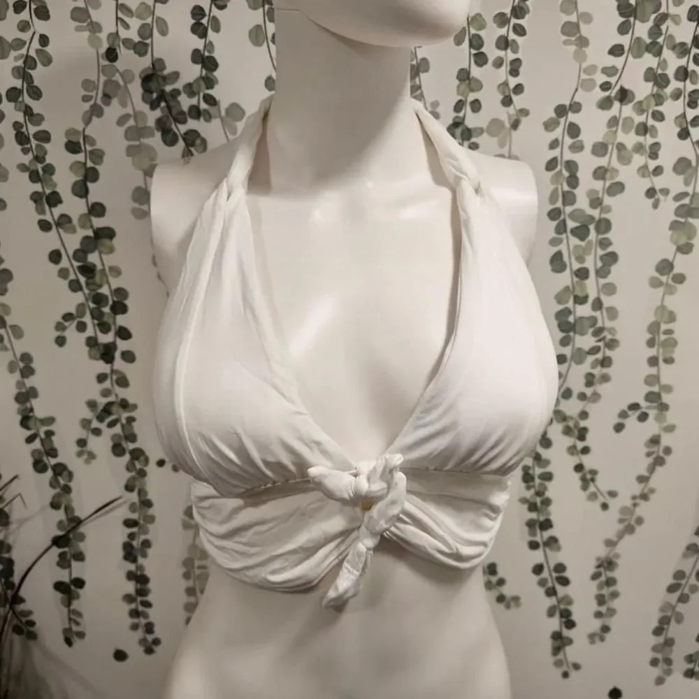 NWOT Carmen Marc Valvo White Swimsuit Top Size L - Picture 2 of 8